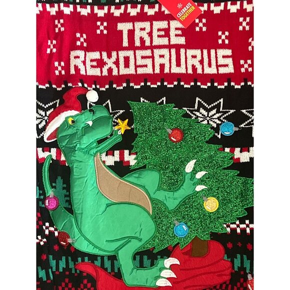 Tree Rexosaurus Dinosaur Tree Ornaments Ugly Christmas Sweater Men's Size XL - Picture 4 of 5